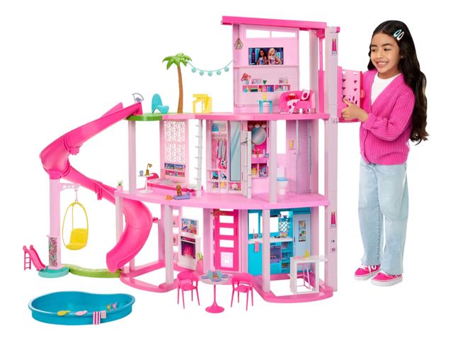 Lot 96-176328 - Barbie Dreamhouse, Pool Party Doll House with 75+ Pieces and 3-Story Slide, House Playset, Pet Eleva...