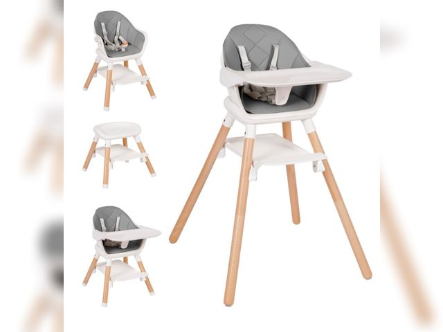 Lot 96-173844 - High Chair, 6 in 1 Wooden Convertible High Chairs for Babies and Toddlers, Booster Seat with Double ...