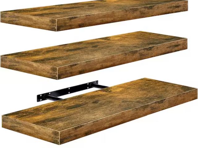 Lot 96-198277 - Sorbus
3-Pack Floating Shelves, 24 in. W x 9 in. D Walnut Decorative Wall Shelves with Invisible Bra...