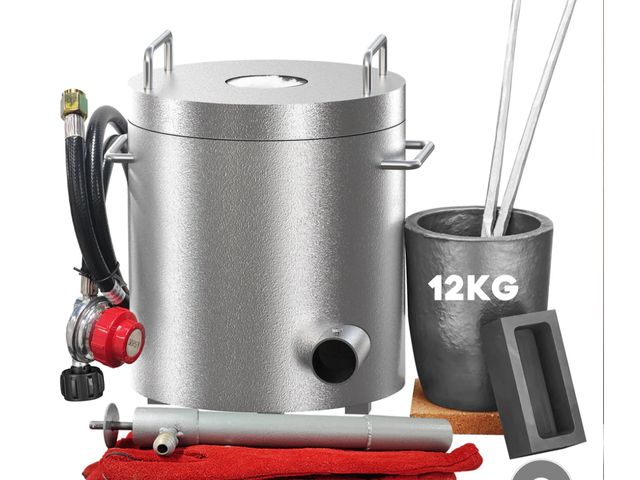 Lot 96-172705 - Garvee 26Lbs/12KG Propane Melting Furnace Kit, 2370°F Large Capacity Metal Foundry Furnace with Cruc...