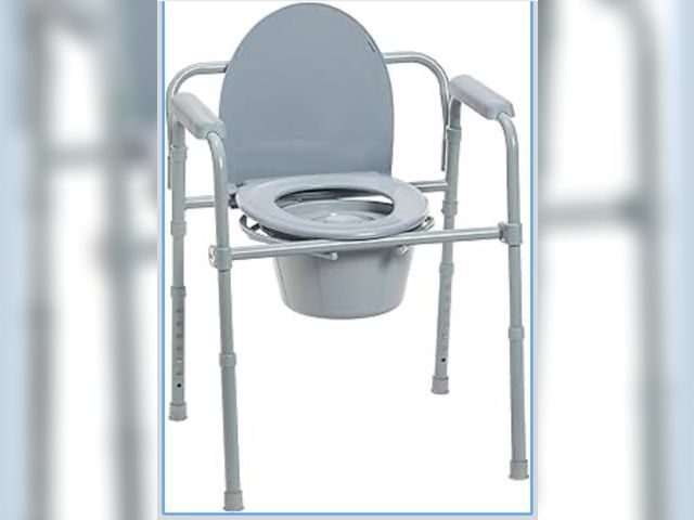 Lot 96-179086 - Drive Medical 11148-1 Folding Steel Bedside Commode Chair, Portable Toilet, Supports Individuals Wei...
