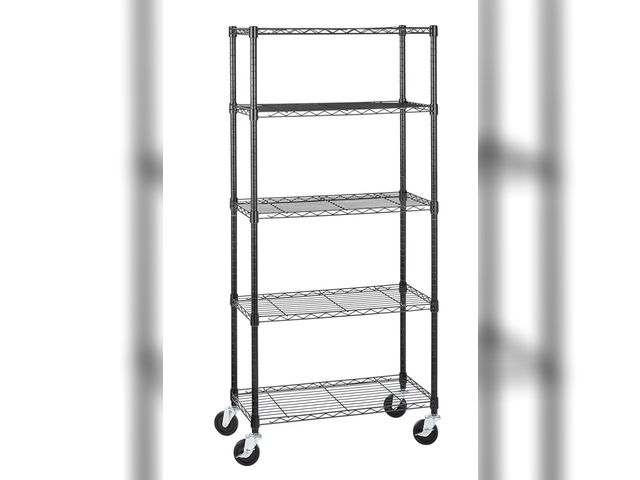 Lot 96-177460 - Amazon Basics 5-Shelf Adjustable, Heavy Duty Storage Shelving Unit on 4'' Wheel Casters, Metal Organ...