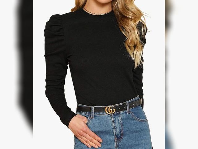 Lot 96-165911 - Women's Solid Round Neck Puff Long Sleeve Slim Fit T Shirt Tops 

Size : Small

New