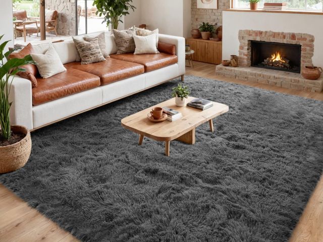 Lot 96-172049 - Area Rugs for Living Room Rug: Soft Fluffy Shag Gray Rugs for Bedroom, Non-Slip Large Fuzzy Plush Ru...