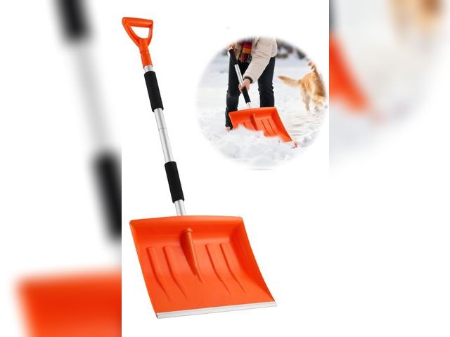 Lot 96-191526 - Snow Shovel for Driveway, 43" to 50" Retractable and Detachable Lightweight Plastic Snow Shovel with...