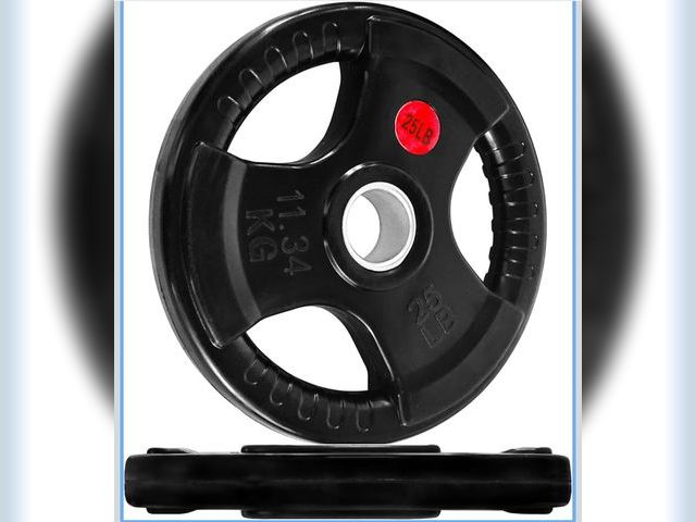 Lot 96-181655 - Fitvids Olympic Cast Iron Plate for Strength Training and Weightlifting, Pairs, Sets or Set with Bar...