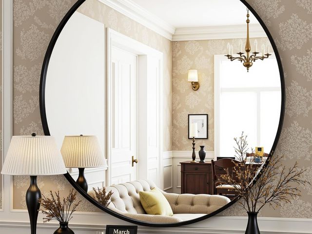 Lot 96-187496 - Antok 24 Inch Round Mirror for Wall, Round Bathroom Mirror, Circle Wall Mirrors with Black Metal Fra...
