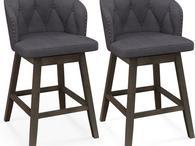 Lot 96-225823 - Set of 2 Counter Height Bar Stools Fabric Upholstered Swivel Seat
Unused
Loose pieces in box
Msrp $2...