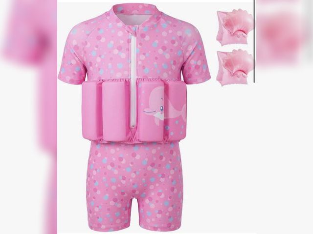 Lot 96-233168 - Girls 3T/4T Toddler Swimsuit with Floatation, Baby Boys Girls Floating Bathing Suit Floatie Swim Sui...