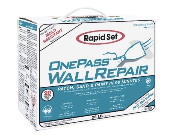 Lot 96-227889 - Rapid Set
25 lbs. One Pass Wall Repair and Powder Joint Compound
Appears some has been used