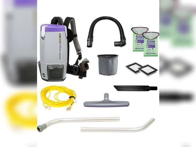 Lot 96-190607 - ProTeam Super Coach Pro 6 Backpack Vacuum Commercial with 2 Piece Wand Tool Kit, 6 Quart, Corded, MS...
