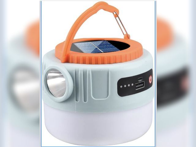 Lot 96-230418 - Solar Camping Lantern with Remote Control, Hanging Light with Solar Panel
New