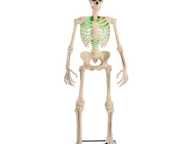 Lot 96-183657 - 6.5 Ft Grave &amp; Bones Animated LED App Controlled Ultra Skelly With LifeEyes LCD Eyes 
used untes...
