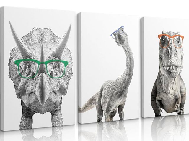 Lot 96-170286 - 3 Pcs Sketch Dinosaur Nursery Wall Art Minimalist Dinosaur Read Posters Prints Black and White Trex ...