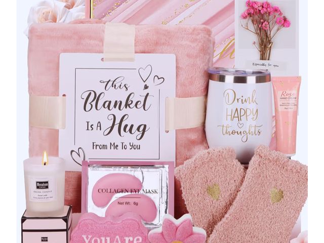 Lot 96-193113 - Self Care Gifts for Women Get Well Soon Gift Baskets, Pink Birthday Gifts for Women Care Package, Un...