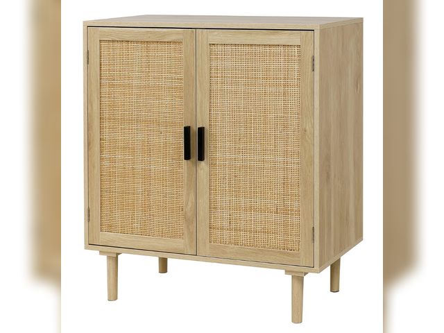 Lot 96-180497 - Finnhomy Sideboard Buffet Cabinet, Kitchen Storage Sideboard with Rattan Decorated Doors, Liquor Cof...