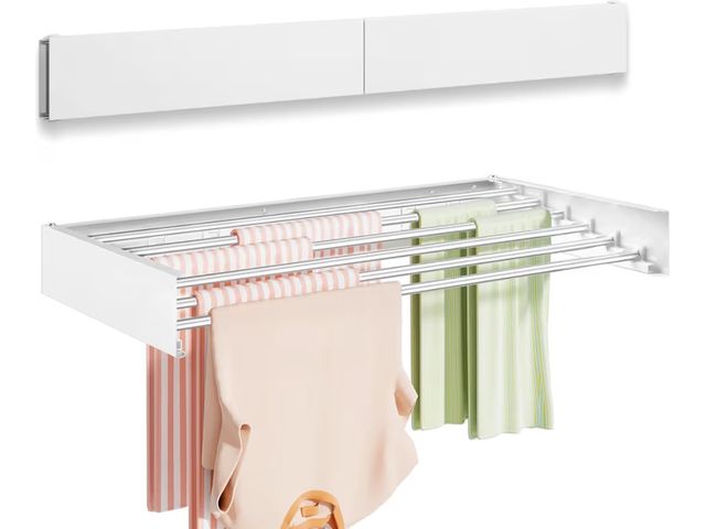 Lot 96-179332 - Wall Mounted Clothes Drying Rack 40 inches, Foldable Wall Mount Laundry Rack Folding Indoor, Drying ...