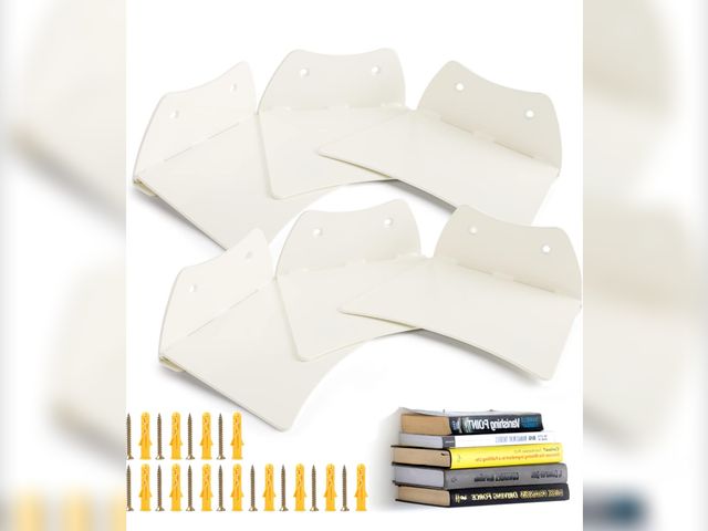 Lot 96-198583 - Eapele Floating Book Shelves, White Dove Color Coated, Steel Constructed Hidden Bookshelf with Mount...