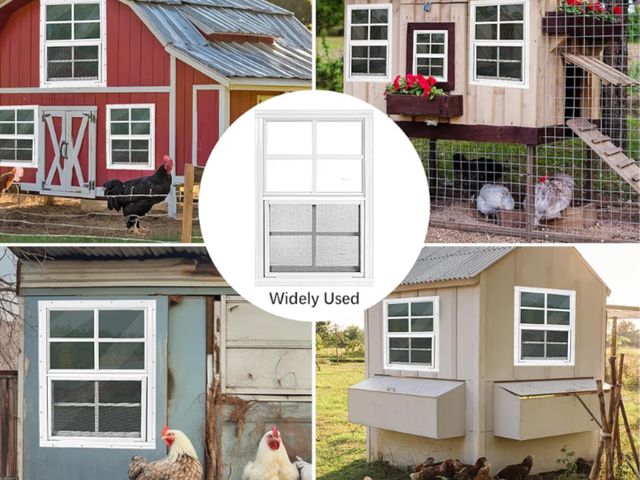Lot 96-187706 - 12"x18" White Chicken Coop Shed Household Mobile Home House Small Screen Windows
New