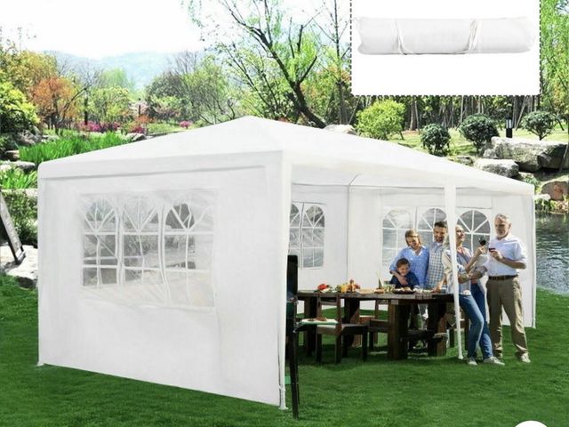 Lot 96-227601 - Costway 10'x20' Canopy Tent Heavy Duty Wedding Party Tent 4 Sidewalls W/Carry Bag MSRP $125.99 New