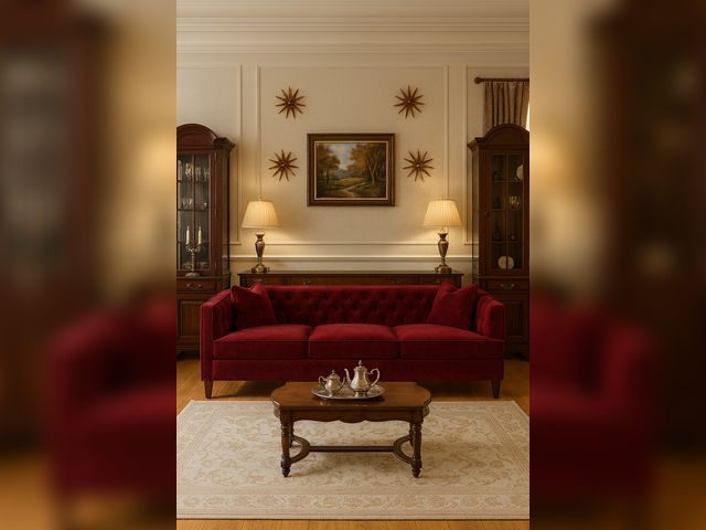 Lot 99-10 - New Austian 88" Fabric Sofa-Burgundy Made in USA Fabric Sofa 1 Product details

One part stately-Eng...