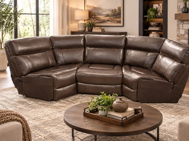 Lot 99-514 - Macy’s Addyson Leather Modular Sectional Pieces – Recliner Chair + 2 Corner Sections – Chocolate Bro...