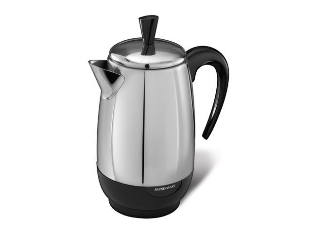 Lot 99-1084 - New Farberware 8-Cup Coffee Maker Black FCP280 Coffee Maker Farberware 8-Cup Stainless Steel Electri...