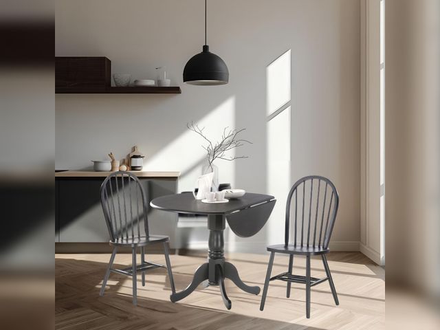 Lot 99-727506538614 - New International Concepts 42" Dual Drop Leaf Table With 2 Windsor Chairs