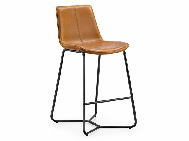 Lot 99-222 - New Amery 25.75 in. Cappuccino Iron Frame Vintage Faux Leather Counter Stool Stool Modern, bold and ...