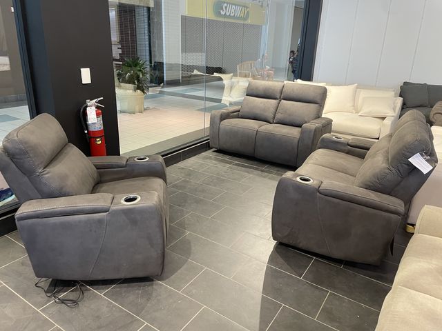 Lot 99-10038 - New 3 Piece Set. (2) Oaklyn 61" Fabric Loveseat With 2 Power Recliners, Power Headrests And Usb Powe...