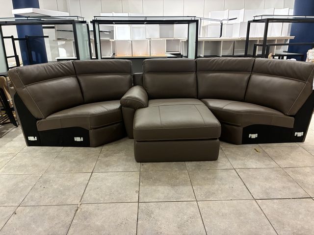 Lot 99-11044 - New 3 Modular Leather Sectional Pieces that can be set as you like: Infinity Brown (Chaise + 2 Corne...
