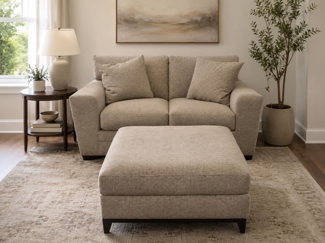Lot 99-1108 - Klaussner Fabric Loveseat with Matching Ottoman