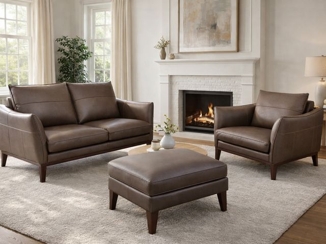 Lot 99-20015 - New 3-Pc set,Chanute Leather Love Seat, Chair, and Ottoman