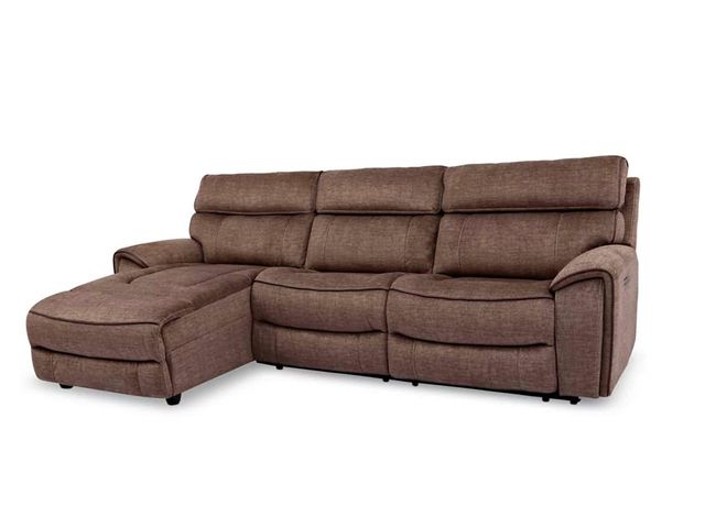 Lot 99-Hutchenson 3-Pc. - New Hutchenson 3-Pc. Fabric Chaise Sectional with 2 Power Recliners and Power Headrests Fabric Recli...