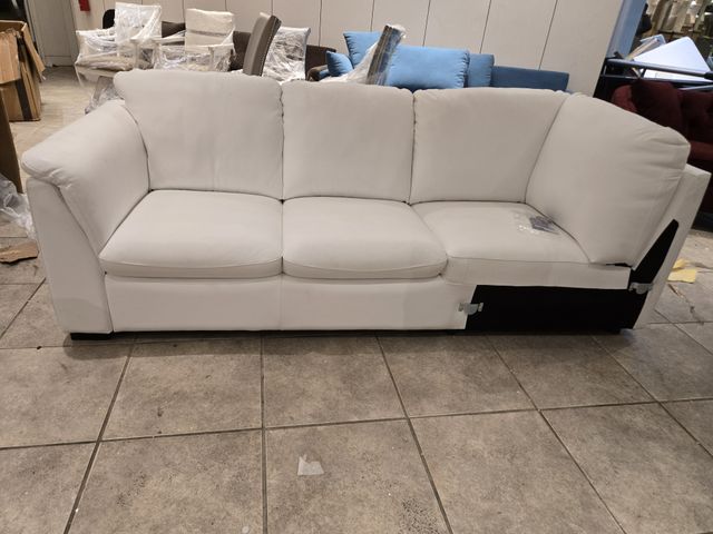 Lot 99-16 - New Chateau d'Ax White Leather Sofa Italian Leather. Part of Sectional Sofa