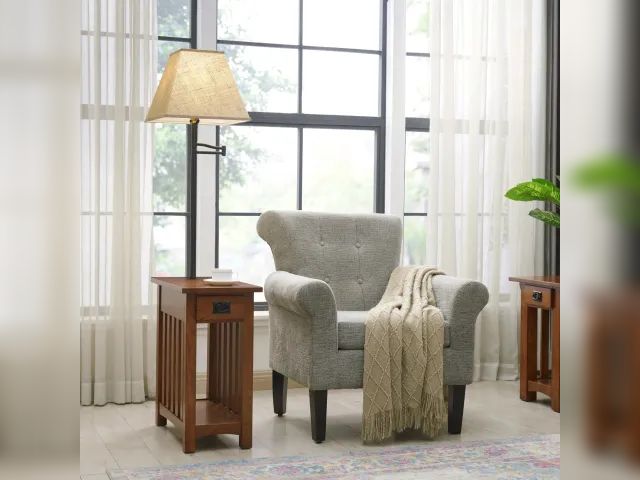 Lot 99-183 - New Leick Home 10028 Mission Lamp Table Made with Solid Wood End Table for Living Room Bedroom and H...