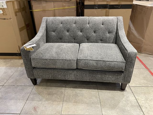 Lot 99-10026 - New Courtni 58 Fabric Loveseat, Created for Macy's Seal Charcoal MSRP $1300 Fabric Love Seat 1 Descr...