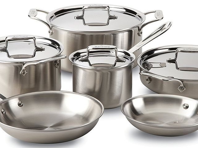 Lot 99-1044 - 10 All-Clad D5 Stainless Brushed 5-Ply Bonded 10-Piece Cookware Set All-Clad D5 Stainless Brushed 5-...