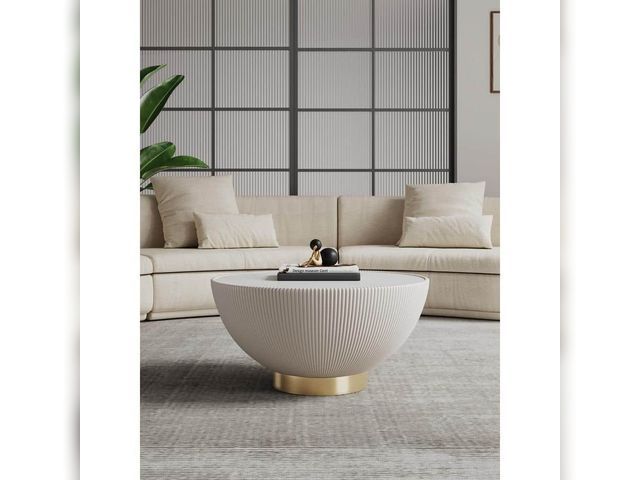 Lot 99-810125804854 - New Manhattan Comfort Anderson 28.15" Wide Leatherette Upholstered Coffee Table - Cream Introducing ...