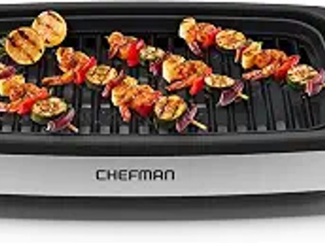 Lot 99-1062 - New Chefman Smokeless Indoor Electric Grill, Extra Large Grilling Surface RJ23-SPG-SS Grill Enjoy gr...