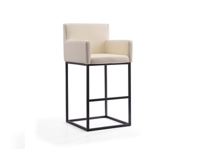 Lot 99-200 - New MANHATTAN COMFORT Ambassador Bar Stool, Cream Black Upgrade your home styling with this MANHATTA...