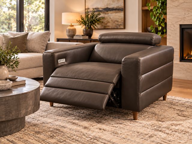 Lot 99-603 - Palliser Marco 50" 100% Leather Power Wallhugger Recliner – Café Brow