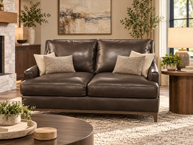 Lot 99-505 - Klaussner Distinctions Luca 65" Leather Loveseat – Dark Brown