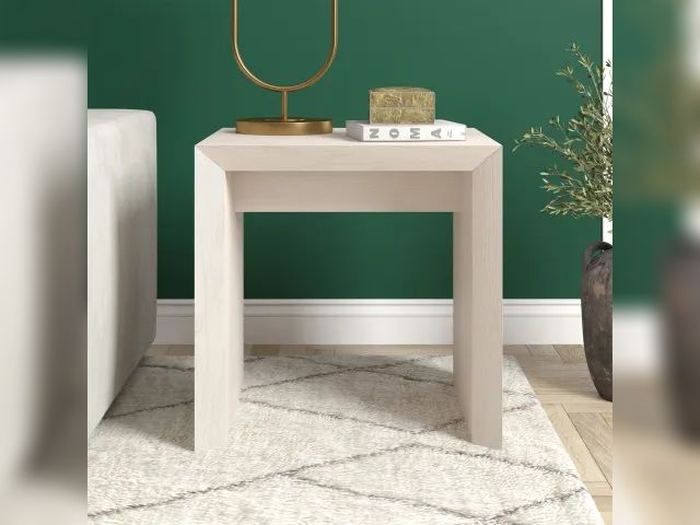 Lot 99-810119622594 - New Evelyn&amp;Zoe Oswin 22" Wide Rectangular Side Table, Alder White Striking in its simplicity, th...