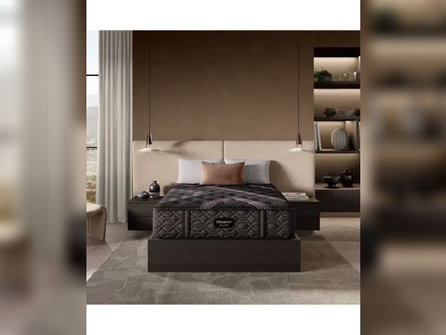 Lot 99-11048 - New Beautyrest Black Series Two 15.25" Plush Mattress Set - King New but have a small rip. Check pho...