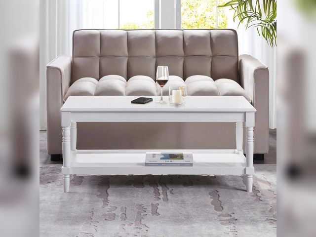 Lot 99-095285440238 - New Coaster Co. of America - French Country Manor No Tools Coffee Table with Shelf - White White Tab...