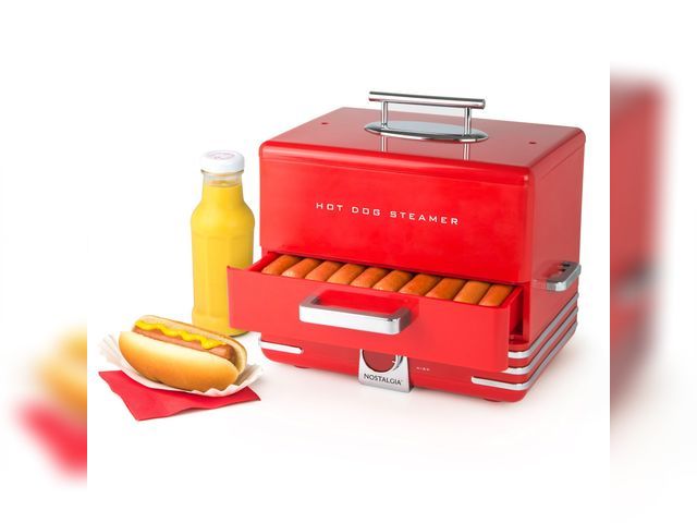 Lot 99-1032 - New Hot Dog Steamer Nostalgia Retro Hot Dog Steamer Large Hot Dog Cooker with Bun Warming Tray 600W ...